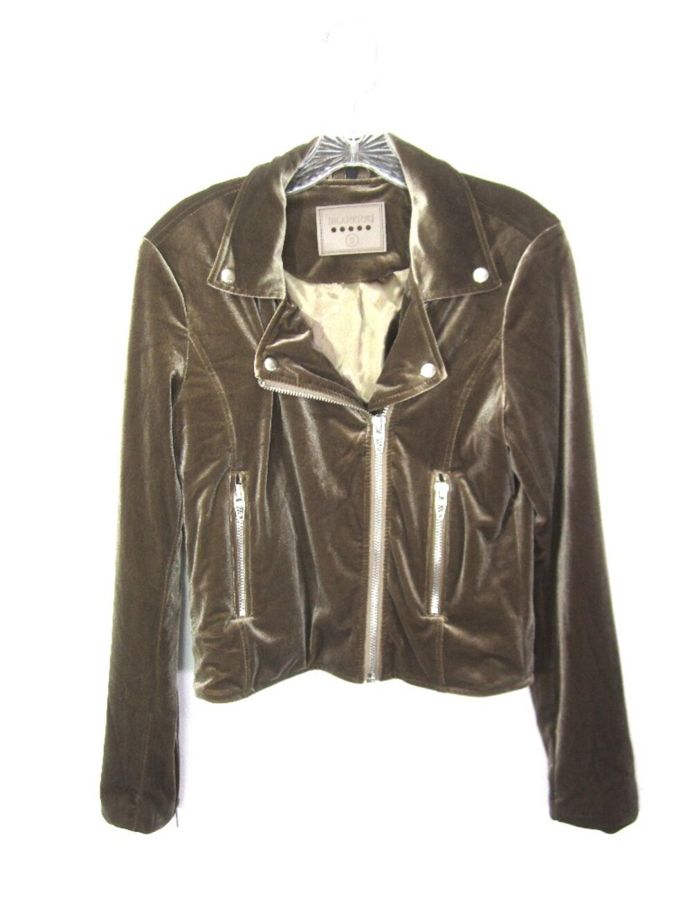Blank NYC Size S Velvet Moto Jacket in Stardust Brown Bikercore Winter